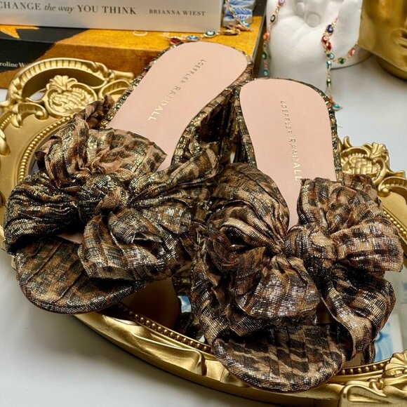 🆕 LOEFFLER RANDALL 🧿 NWOB Emilia Heeled Mules, Metallic Leopard, Sz 7 SAMPLE - Picture 3 of 15